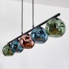 Ripoll Hanglamp, Kogellampje, Hanglamp Blauw, Groen, Koperkleurig, 5-lichts