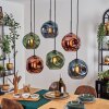 Ripoll Hanglamp, Kogellampje, Hanglamp Blauw, Groen, Koperkleurig, 6-lichts