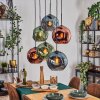 Ripoll Hanglamp, Kogellampje, Hanglamp Blauw, Groen, Koperkleurig, 6-lichts