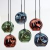 Ripoll Hanglamp, Kogellampje, Hanglamp Blauw, Groen, Koperkleurig, 6-lichts