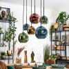 Ripoll Hanglamp, Kogellampje, Hanglamp Blauw, Goud, Groen, Koperkleurig, 6-lichts