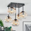 Koyoto Plafondlamp, Kogellampje Amber, Duidelijk, 5-lichts