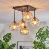 Koyoto Plafondlamp, Kogellampje Amber, Duidelijk, 5-lichts