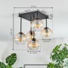 Koyoto Plafondlamp, Kogellampje Amber, Duidelijk, 5-lichts