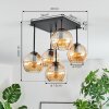 Koyoto Plafondlamp, Kogellampje Amber, 5-lichts
