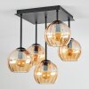Koyoto Plafondlamp, Kogellampje Amber, 5-lichts