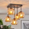 Koyoto Plafondlamp, Kogellampje Amber, 5-lichts