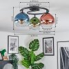 Koyoto Plafondlamp, Kogellampje 37 cm Blauw, Groen, Duidelijk, Koperkleurig, 3-lichts