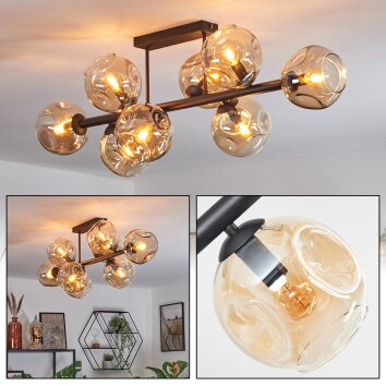 Ripoll Plafondlamp, Kogellampje Amber, 8-lichts