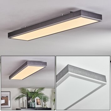 Salmi Plafondlamp, Paneel LED Grijs, Zilver, 1-licht