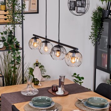 Ripoll Hanglamp, Kogellampje, Hanglamp Amber, Duidelijk, Rookkleurig, 4-lichts