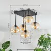 Koyoto Plafondlamp, Kogellampje Amber, Duidelijk, 5-lichts