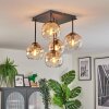 Koyoto Plafondlamp, Kogellampje Amber, Duidelijk, 5-lichts