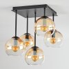 Koyoto Plafondlamp, Kogellampje Amber, Duidelijk, 5-lichts