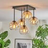 Koyoto Plafondlamp, Kogellampje Amber, Duidelijk, 5-lichts