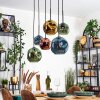 Ripoll Hanglamp, Kogellampje, Hanglamp Blauw, Goud, Groen, Koperkleurig, 6-lichts