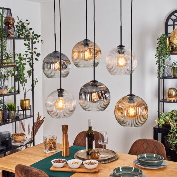 Ripoll Hanglamp, Kogellampje, Hanglamp Amber, Duidelijk, Rookkleurig, 6-lichts