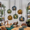 Ripoll Hanglamp, Kogellampje, Hanglamp Blauw, Goud, Groen, 6-lichts