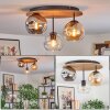 Ripoll Plafondlamp, Kogellampje Natuurlijke kleuren, Zwart, 3-lichts