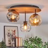 Ripoll Plafondlamp, Kogellampje Natuurlijke kleuren, Zwart, 3-lichts