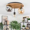 Ripoll Plafondlamp, Kogellampje Natuurlijke kleuren, Zwart, 3-lichts