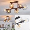 Koyoto Plafondlamp, Kogellampje Amber, Duidelijk, Rookkleurig, 6-lichts