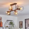 Koyoto Plafondlamp, Kogellampje Amber, Duidelijk, Rookkleurig, 6-lichts