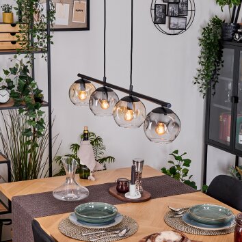 Ripoll Hanglamp, Kogellampje, Hanglamp Amber, Duidelijk, Rookkleurig, 4-lichts