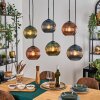 Koyoto Hanglamp, Kogellampje, Hanglamp Blauw, Groen, Koperkleurig, 6-lichts