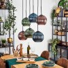 Koyoto Hanglamp, Kogellampje, Hanglamp Blauw, Groen, Koperkleurig, 6-lichts