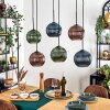 Koyoto Hanglamp, Kogellampje, Hanglamp Blauw, Groen, Koperkleurig, 6-lichts