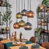 Koyoto Hanglamp, Kogellampje, Hanglamp Blauw, Groen, Koperkleurig, 6-lichts