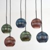 Koyoto Hanglamp, Kogellampje, Hanglamp Blauw, Groen, Koperkleurig, 6-lichts