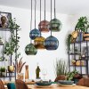 Koyoto Hanglamp, Kogellampje, Hanglamp Blauw, Goud, Groen, Koperkleurig, 6-lichts
