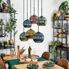 Koyoto Hanglamp, Kogellampje, Hanglamp Blauw, Goud, Groen, Koperkleurig, 6-lichts