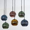 Koyoto Hanglamp, Kogellampje, Hanglamp Blauw, Goud, Groen, Koperkleurig, 6-lichts