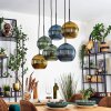 Koyoto Hanglamp, Kogellampje, Hanglamp Blauw, Goud, Groen, 6-lichts
