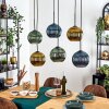 Koyoto Hanglamp, Kogellampje, Hanglamp Blauw, Goud, Groen, 6-lichts