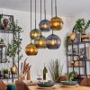 Koyoto Hanglamp, Kogellampje, Hanglamp Blauw, Goud, Groen, 6-lichts
