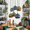 Koyoto Hanglamp, Kogellampje, Hanglamp Blauw, Goud, Groen, 6-lichts