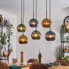 Koyoto Hanglamp, Kogellampje, Hanglamp Blauw, Goud, Groen, 6-lichts