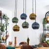 Koyoto Hanglamp, Kogellampje, Hanglamp Blauw, Goud, Groen, 6-lichts