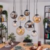 Gastor Hanglamp, Kogellampje, Hanglamp Amber, Chroom, Duidelijk, Rookkleurig, 8-lichts