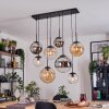 Gastor Hanglamp, Kogellampje, Hanglamp Amber, Chroom, Duidelijk, Rookkleurig, 8-lichts
