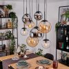Gastor Hanglamp, Kogellampje, Hanglamp Amber, Chroom, Duidelijk, Rookkleurig, 8-lichts