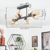 Koyoto Plafondlamp, Kogellampje Amber, Duidelijk, 6-lichts