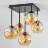 Ripoll Plafondlamp, Kogellampje Amber, 5-lichts
