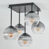 Koyoto Plafondlamp, Kogellampje 37 cm Duidelijk, Rookkleurig, 5-lichts