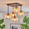 Koyoto Plafondlamp, Kogellampje 37 cm Amber, Duidelijk, 5-lichts