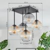 Koyoto Plafondlamp, Kogellampje 37 cm Amber, Duidelijk, Rookkleurig, 5-lichts